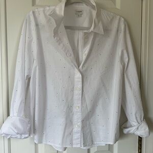 J. Crew White Shirt with Small Rhinestones